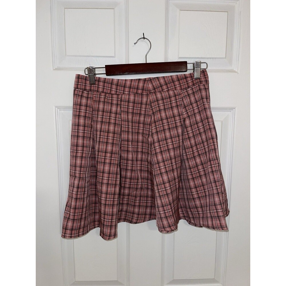 Shein Pink White Black Plaid Miniskirt Size 6